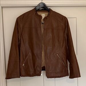Chico's walnut faux Leather Jacket